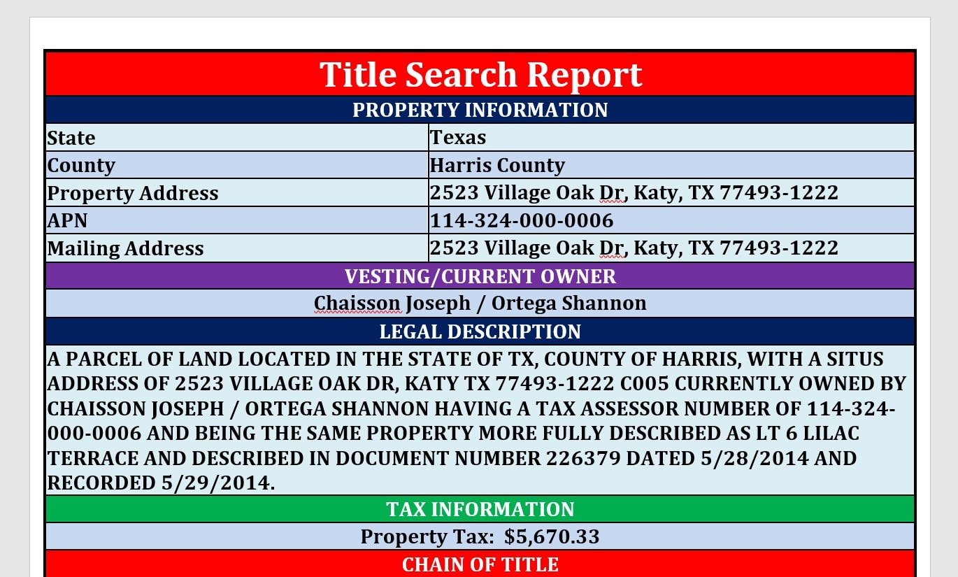 Do Property Title Search Chain Of Title Real Estate Title